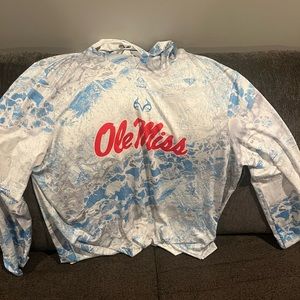 Realtree ole miss hooded long sleeve fishing shirt 2XL Lane Kiffin RARE!